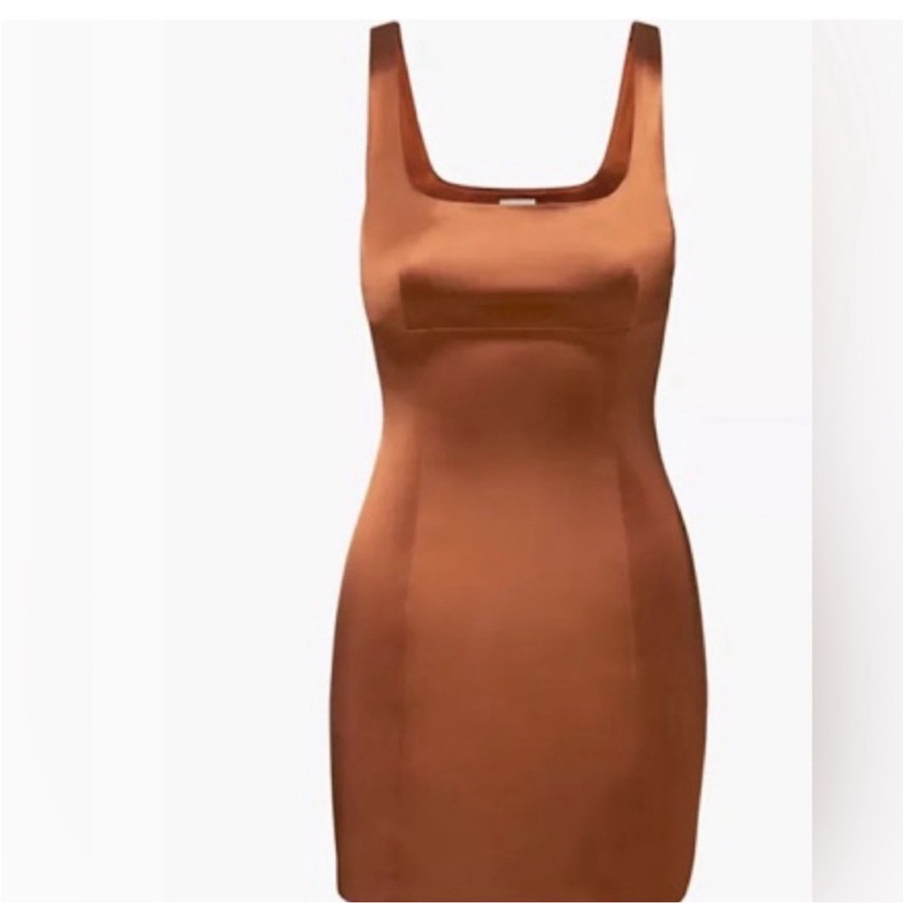 Wilfred Copper Satin Square-Neck Mini Dress - Picture 2 of 5